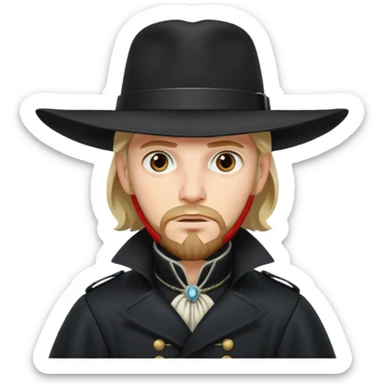 Athos, musketeer in black trench coat sticker