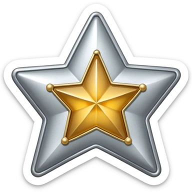 silver sheriff badge, five-pointed star, minimal details sticker