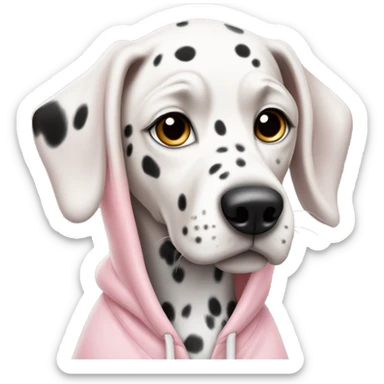 Dalmatian wearing a light pink hoodie sticker