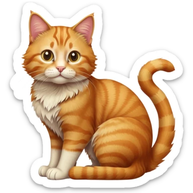 cinematic-[Ginger tabby cat]-realistic-full-body-sitting-emoji,-tail-curled-playfully-around-its-paws,-head-tilted-dramatically,-scruffy-[ginger]-fur,-simplified-yet-realistic-focused-features,-highly-detailed,-glowing-with-an-almost-sarcastic-glow sticker