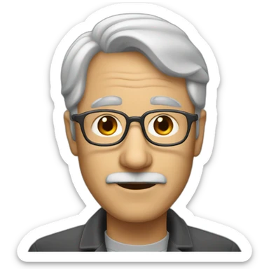 50 years professor with gray hair, without beard and mustache sticker