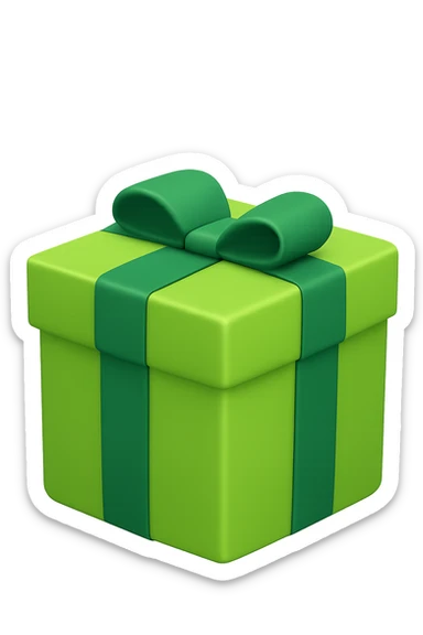 Remove the bows from the box, keep it smoothly and homogeneously wrapped in light green tape, apple style emoji. Variation 4 with a slightly different box shape. sticker