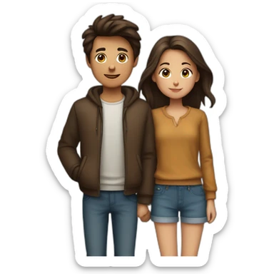 Une fille brune et un garçon brun qui font un coeur avec leur main sticker