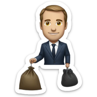macron avec un sac poubelle sur la tete sticker