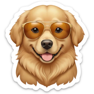 A golden retriever with subglasses sticker