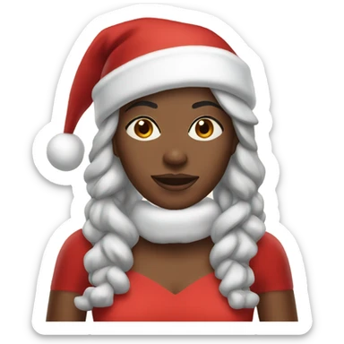 Black woman with a Santa hat and a red dress  sticker