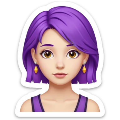 purple hair girl with earrings sticker