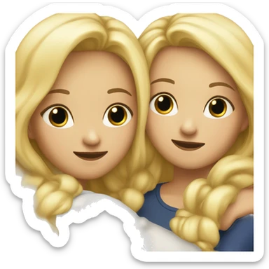 two blonde girlfriends hugging sticker