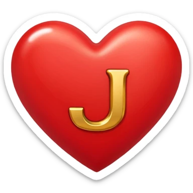 A red heart with the letter "J" in the middle sticker