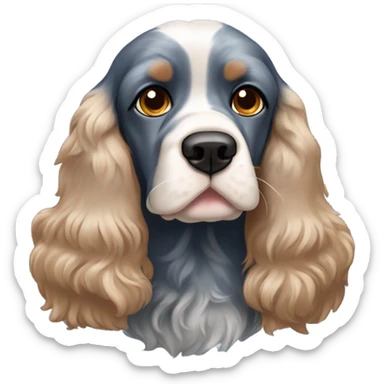 Cocker spaniel with one blue eye and the other brown with a blue roan fur color ￼ sticker