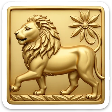 An emoji of a majestic lion from ancient Assyrian art, shown in a hunting scene. sticker