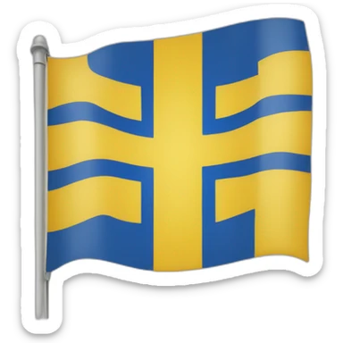 rectangle yellow flag with blue scandinavian cross and red outline sticker