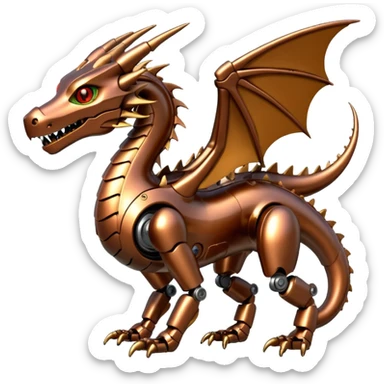 bronze robotic dragon sticker