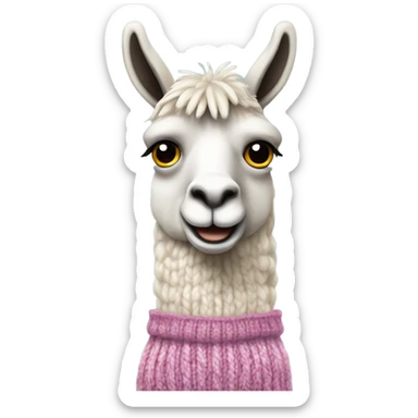 Llama in a cable knit sweater  sticker