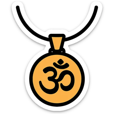 pendant with a spiritual or cultural symbol like a cross or Om on a chain sticker
