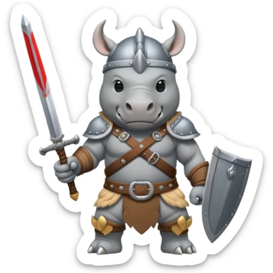 rhino with viking helmet and sword sticker
