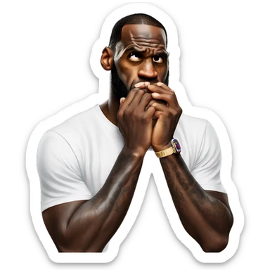 lebron biting his nails in nervousness sticker