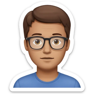 a young dad with brown hair, with rectangular glasses, without beard sticker