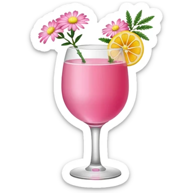 Pink Mimosa drink with flower  sticker