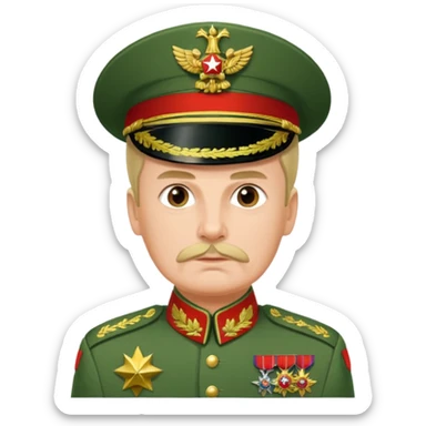 Generate a photorealistic Russian general in a green general's uniform. maximum quality and realism sticker