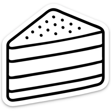 A piece of tiramisu with cocoa powder on top and visible layers sticker