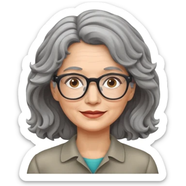 Femme 53 ans lunettes cheveux gris ondulés  sticker