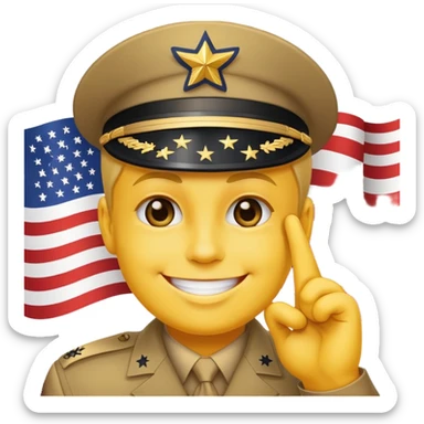 Yellow face saluting with an American flag in the background sticker
