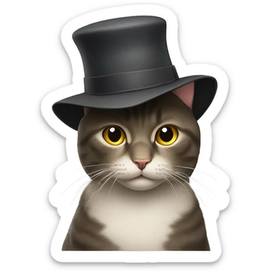 a cat with a hat sticker