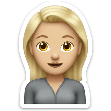 Blonde woman with gray pitbull terrier sticker