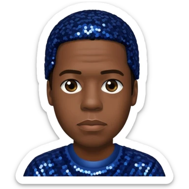 Jay-Z with dark brown hair, dark blue sequin outfit sticker