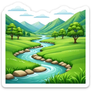 summer valley with a river sticker