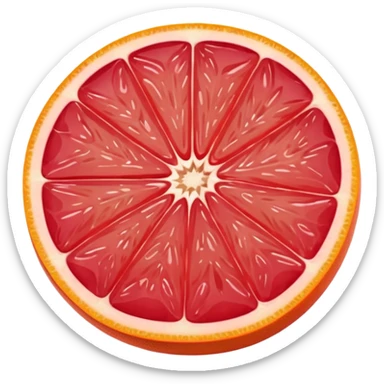 pink grapefruit whole with smooth glossy orange-pink peel, thick wedge slice, juicy red-pink segmented flesh, moist translucent interior, clean defined segments, no leaves, no juice, no background, soft lighting, emoji scale sticker