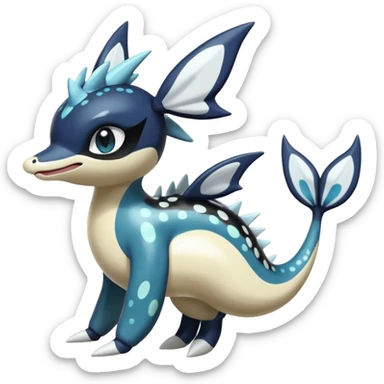 Black and white smooth glossy soft hot spotted Meloetta-Dialga-Orca-Giratina-Noivern-Vaporeon-Pokémon-Fakémon-fusion-hybrid-creature sticker