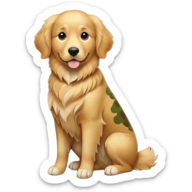 Golden retriever wearing camo full body sticker