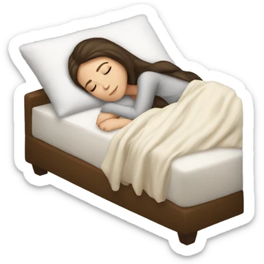White girl brunette sleeping with a pillow sticker