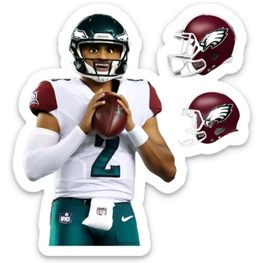 Jalen hurts is a nfl player that plays for the eagles sticker