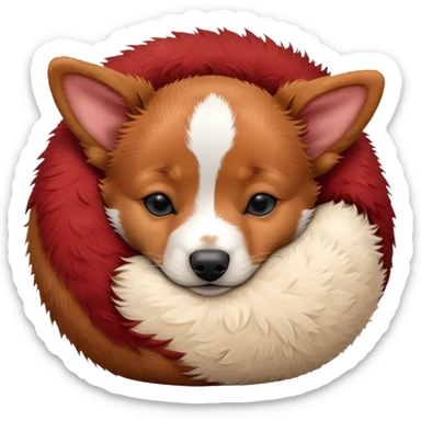 Sleeping red heeler puppy curled up in a ball sticker