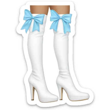 White thigh high boots with baby blue bows sticker