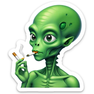 Alien smoking a joint sticker