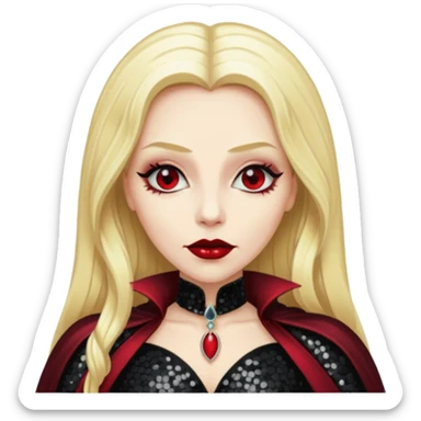 Countess Dracula with long blonde hair, black sequin outfit  sticker