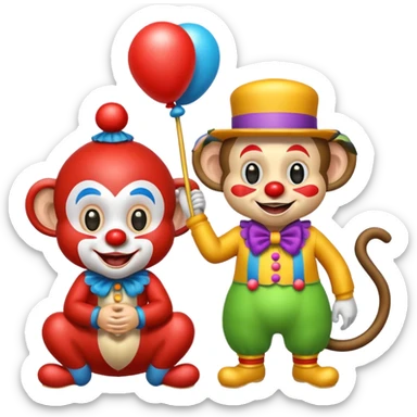 Una payasa y un mono juntos  sticker