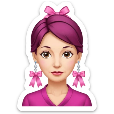 Mature Women with earrings of pink ribbons sticker