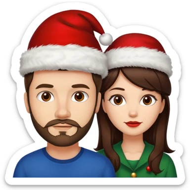 SCOTTISH MAN WITH STUBBLE AND BRUNETTE WOMAN WITH XMAS HAT sticker
