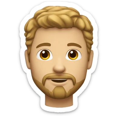 white male, crop brun hairs, goatee and slight bear sticker