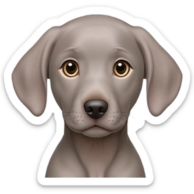 cinematic-noble-weimaraner puppy-portrait-emoji,-poised-and-regal,-with-a-strong,-athletic-build-and-a-lustrous,-well-groomed-grey fur,-deep-set-soulful-brown-eyes,-simplified-yet-sharp-and-sophisticated-features,-highly-detailed, sticker