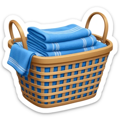 laundry basket with blue towels sticker