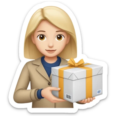 cliente recibe paquete y paga sticker