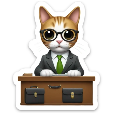 a cat go to work sticker