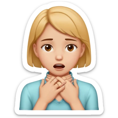 A girl who chokes on her neck with her hands sticker