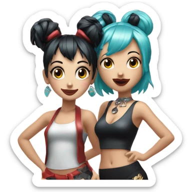 miku and betty boop at the bada bing sticker